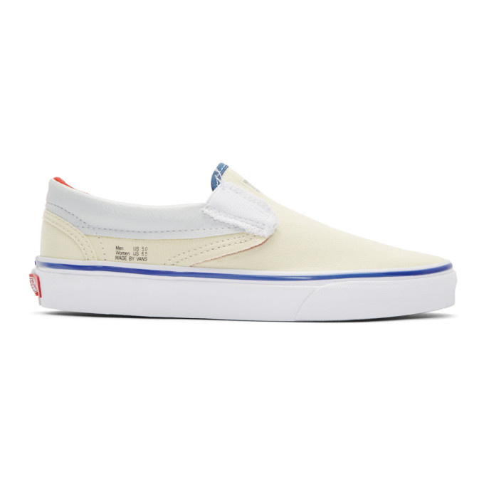 Photo: Vans Off-White and Navy Outside In Classic Slip-On Sneakers