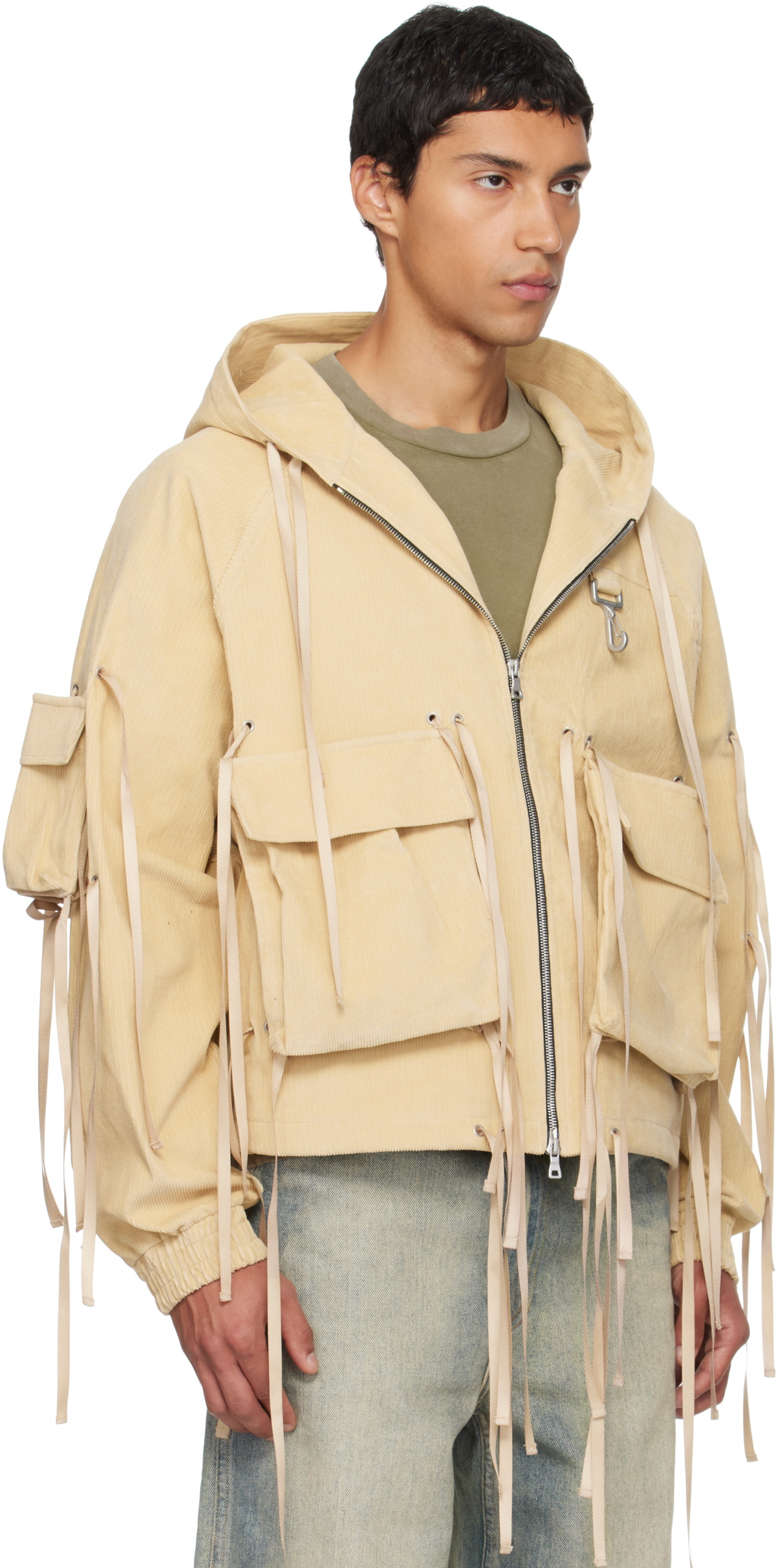 Reese Cooper Khaki Corduroy Modular Pocket Hooded Jacket