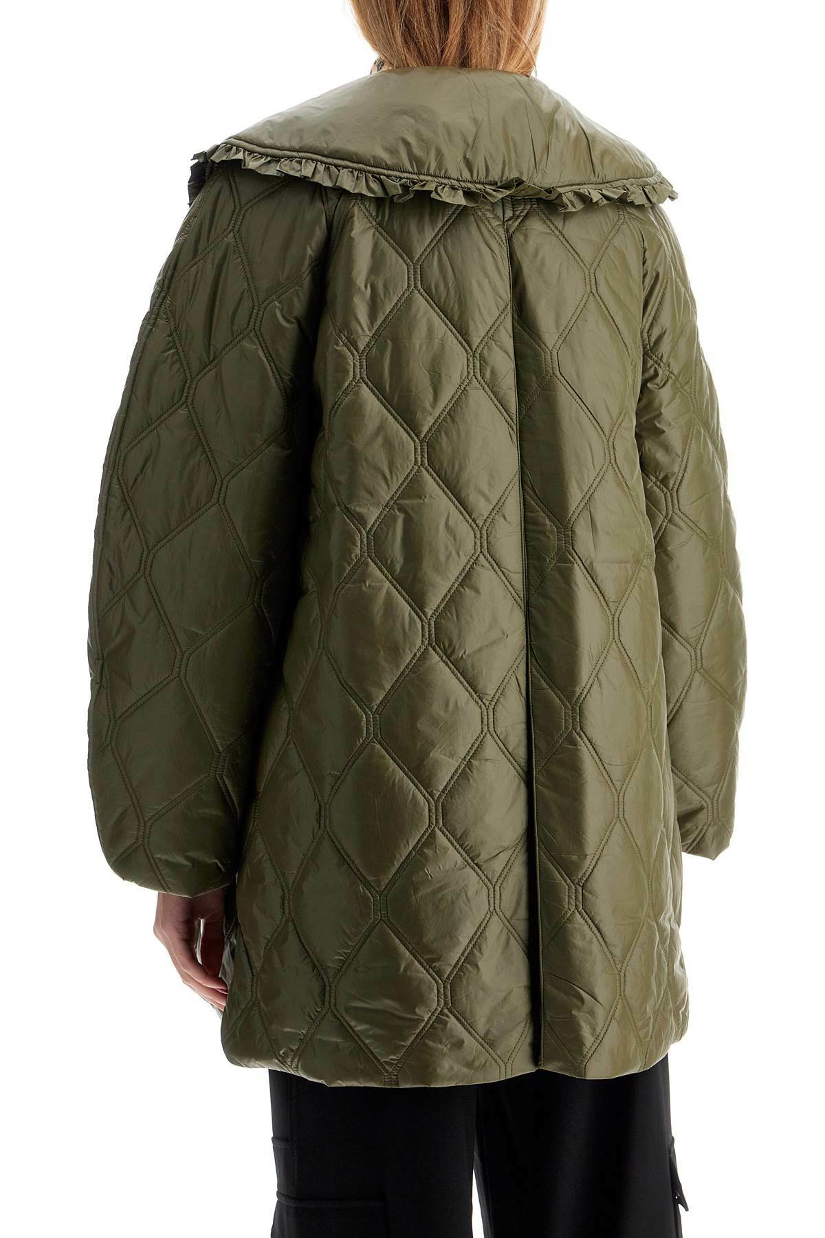 GANNI lightweight down jacket with oversized collar Green GANNI GANNI lightweight down jacket with oversized collar Green GANNI
