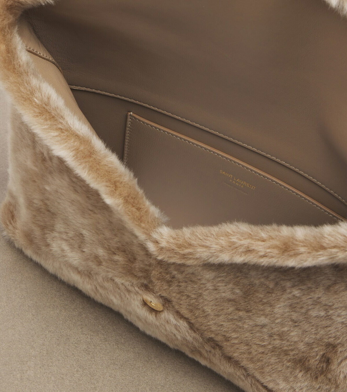 Saint Laurent Cassandre Large shearling clutch