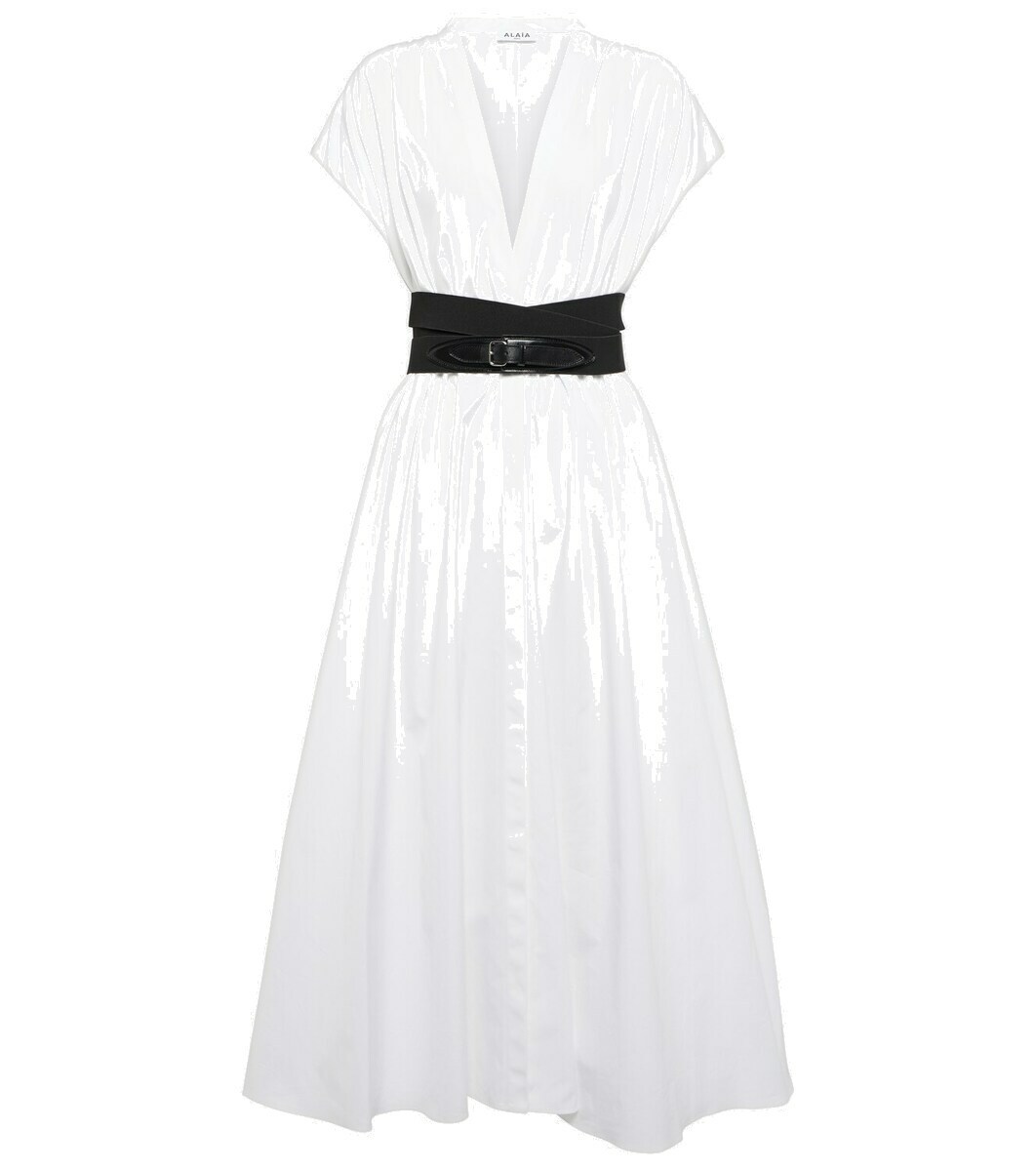 関税込 ALAIA Belted cotton poplin midi dress 634323 Belted cotton poplin midi dress in black - Alaia | Mytheresa