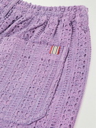 Kardo - Straight-Leg Crochet-Knit Cotton Drawstring Shorts - Purple