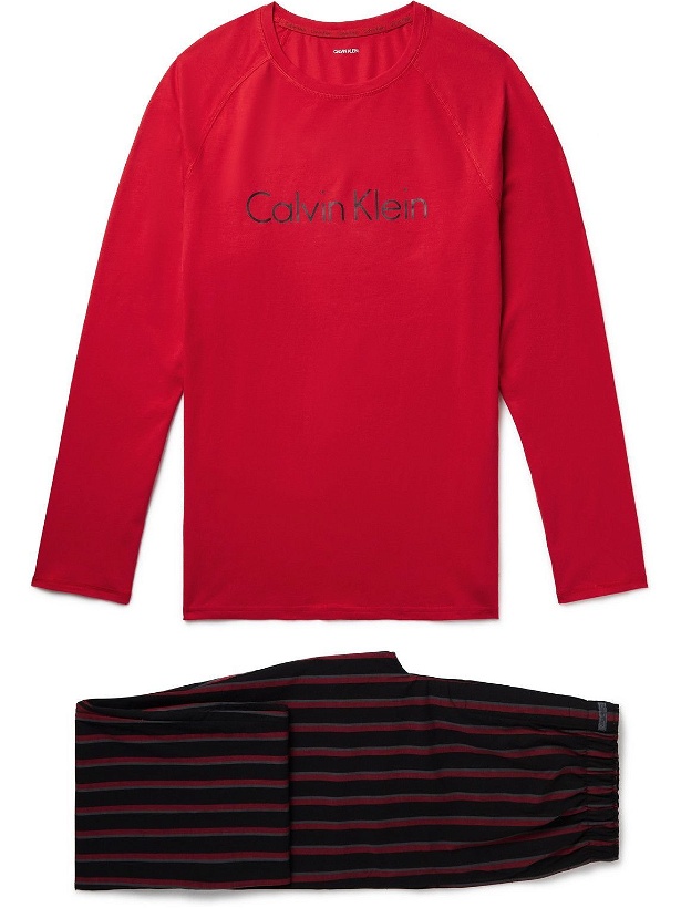 Photo: Calvin Klein Underwear - Logo-Print Stretch-Cotton Jersey and Cotton Pyjama Set - Red