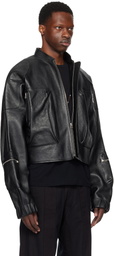 Tondolo Black Ecco Leather Bomber Jacket