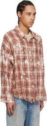R13 Orange & Beige Shredded Seam Drop Neck Shirt