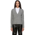 Tibi Grey Eco Tweedy V-Neck Sweater