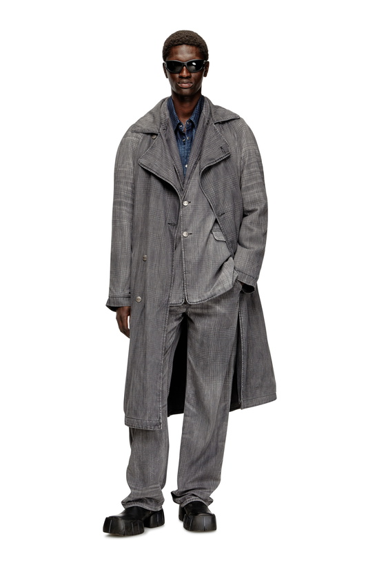 Photo: Diesel Trench coat in patterned denim - Denim Jackets - Unisex - Grey