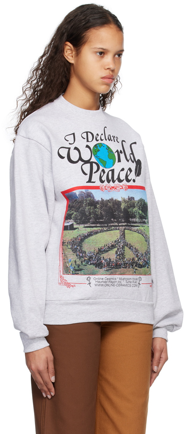 Online Ceramics Gray 'I Declare World Peace' Sweatshirt Online