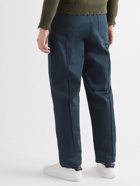VALENTINO - Stripe-Trimmed Cotton Trousers - Blue