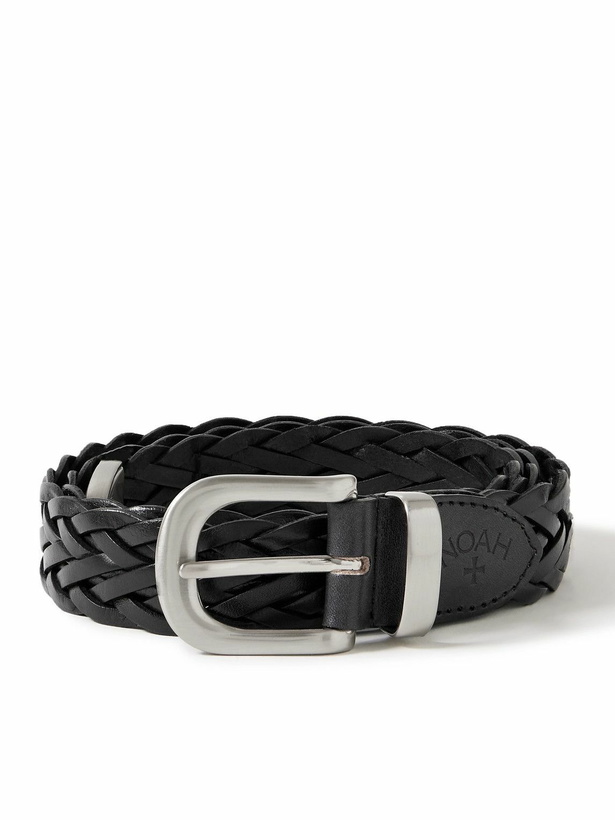 Photo: Noah - 3cm Logo-Debossed Woven Leather Belt - Black