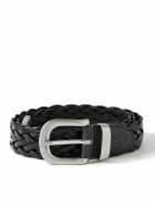 Noah - 3cm Logo-Debossed Woven Leather Belt - Black