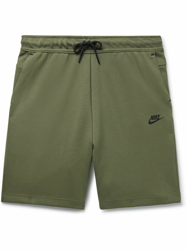 Photo: Nike - Straight-Leg Cotton-Blend Tech-Fleece Drawstring Shorts - Green