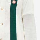Casablanca Men's Logo Cardigan With Collar in Green/White