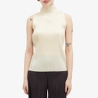 Pleats Please Issey Miyake Women's Colourful Basics Roll Neck Vest in Neutrals