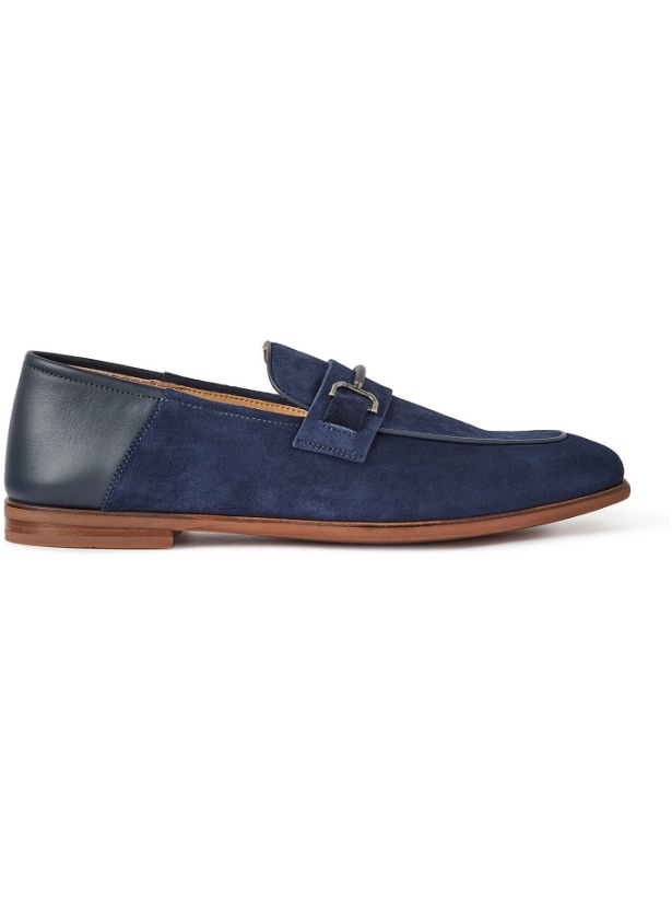 Photo: DUNHILL - Chiltern Suede and Leather Loafers - Blue