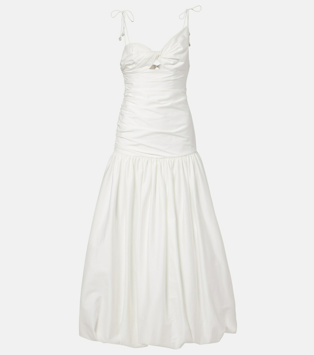 Self-Portrait Gathered cotton-blend maxi dress