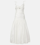 Self-Portrait Gathered cotton-blend maxi dress