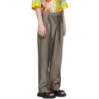 Gucci Brown and White GG Supreme Wool Trousers