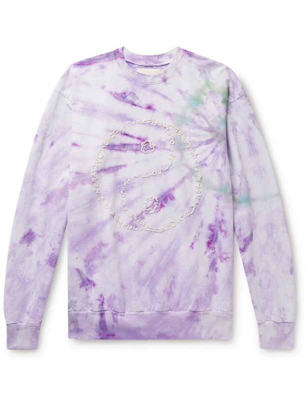 Photo: POLITE WORLDWIDE® - Yin Yang Embroidered Tie-Dyed Recycled Cotton-Jersey Sweatshirt - Purple