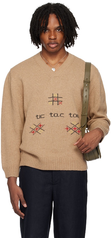 Photo: Bode Brown 'Tic Tac Toe' Sweater