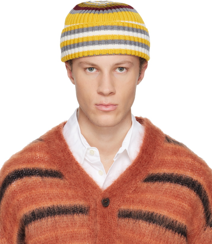 Photo: Marni Yellow & Gray Striped Ribbed Beanie