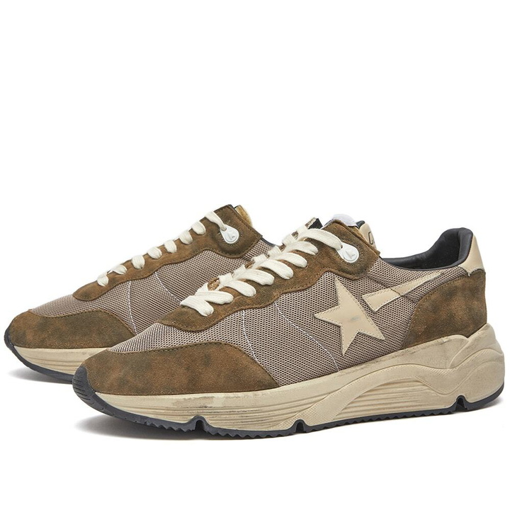 Photo: Golden Goose Men's Running Sole Sneakers in Olive Green/Cream