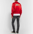 AMIRI - Leather-Appliquéd Satin Bomber Jacket - Red