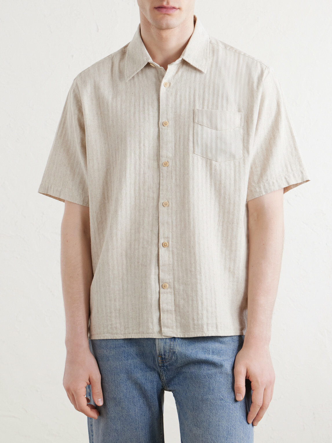 Oliver Spencer - Palermo Striped Cotton and Linen-Blend Shirt - Neutrals