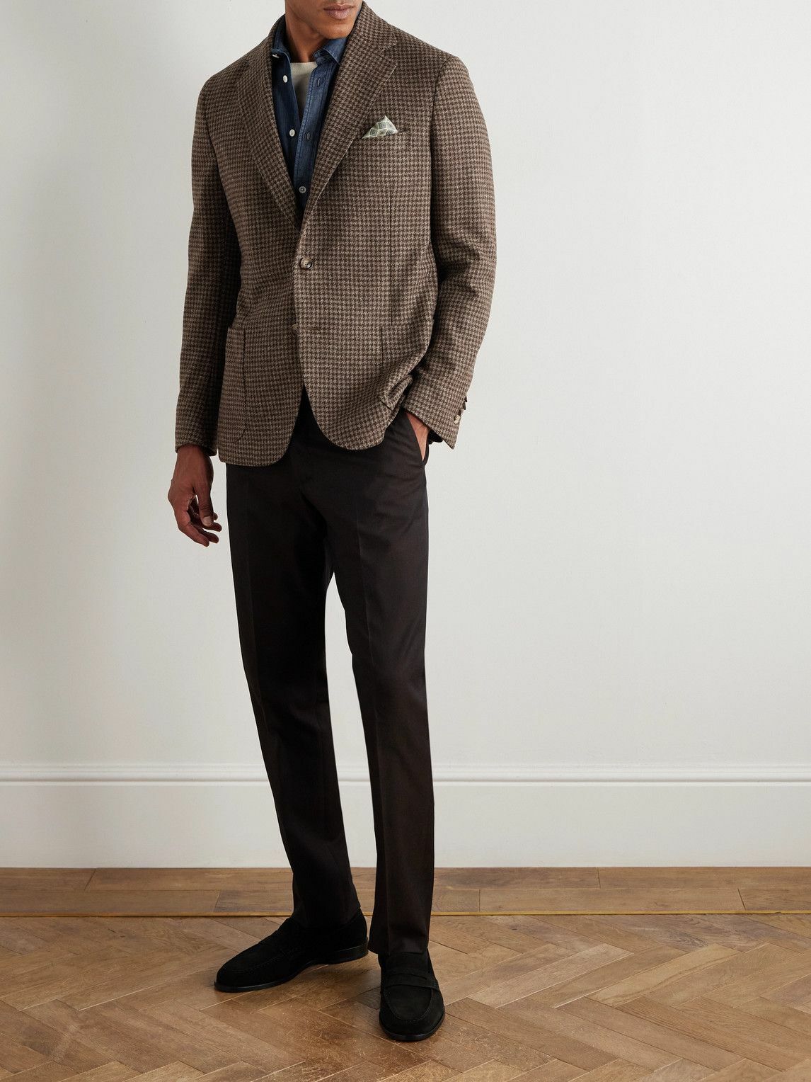 De Petrillo - Posillipo Houndstooth Wool-Tweed Blazer - Brown