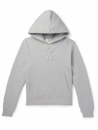 SAINT LAURENT - Logo-Embroidered Cotton-Jersey Hoodie - Gray
