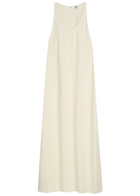 Toteme Scoop-neck Woven Midi Dress Beige