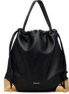 sacai Black Corner Metal Drawstring Bag