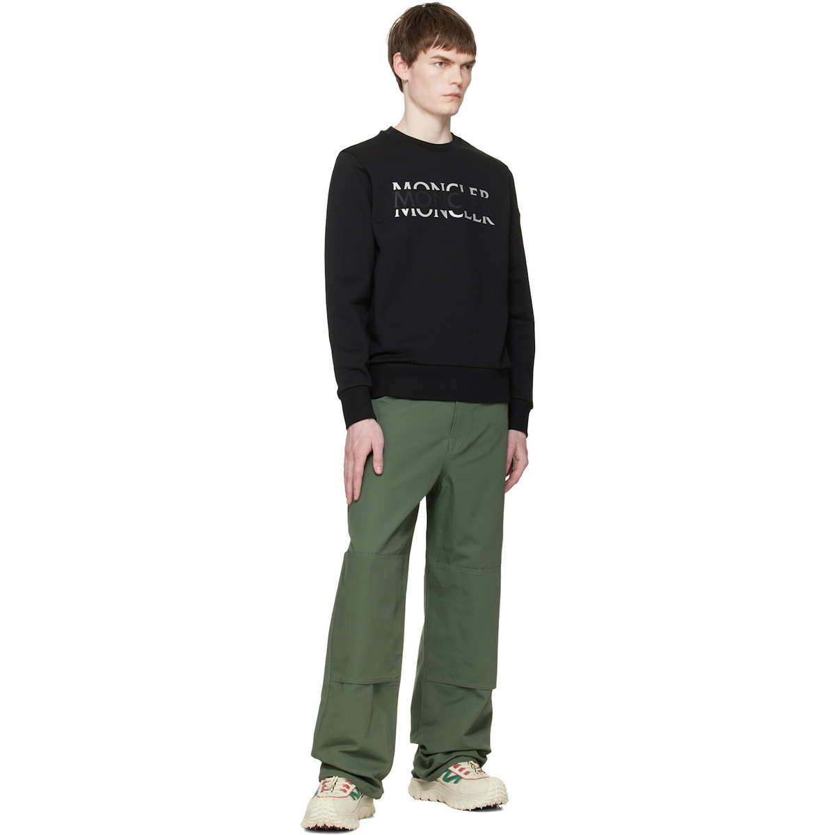 Moncler Black Logo Cotton Jersey Long Sleeve Sweatshirt