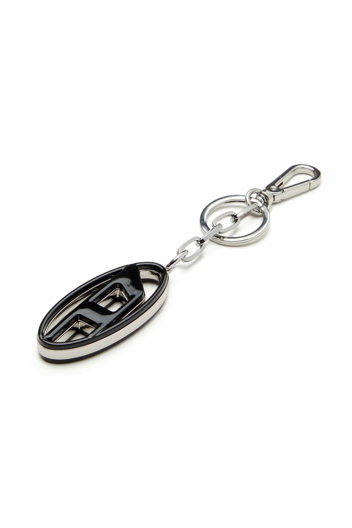 Diesel Metal and resin Oval D keyring - Charms and Keyrings Mens in Black