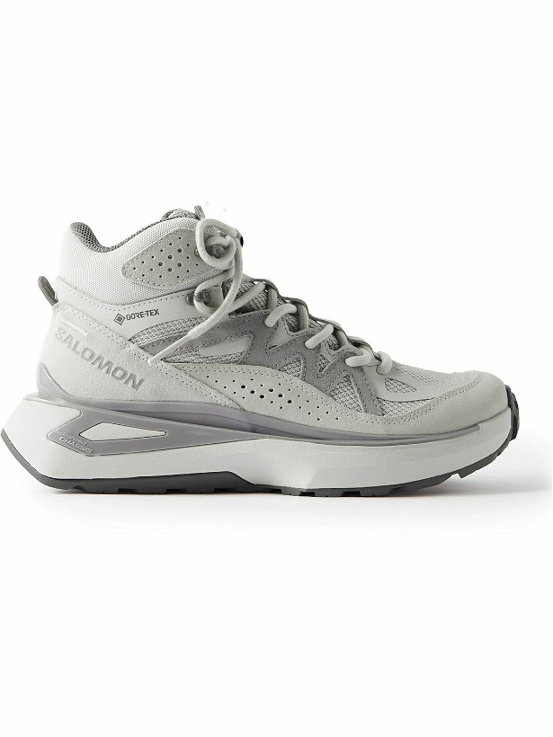 Photo: Salomon - Odyssey ELMT Mid Suede and Mesh-Trimmed GORE-TEX® Sneakers - Gray