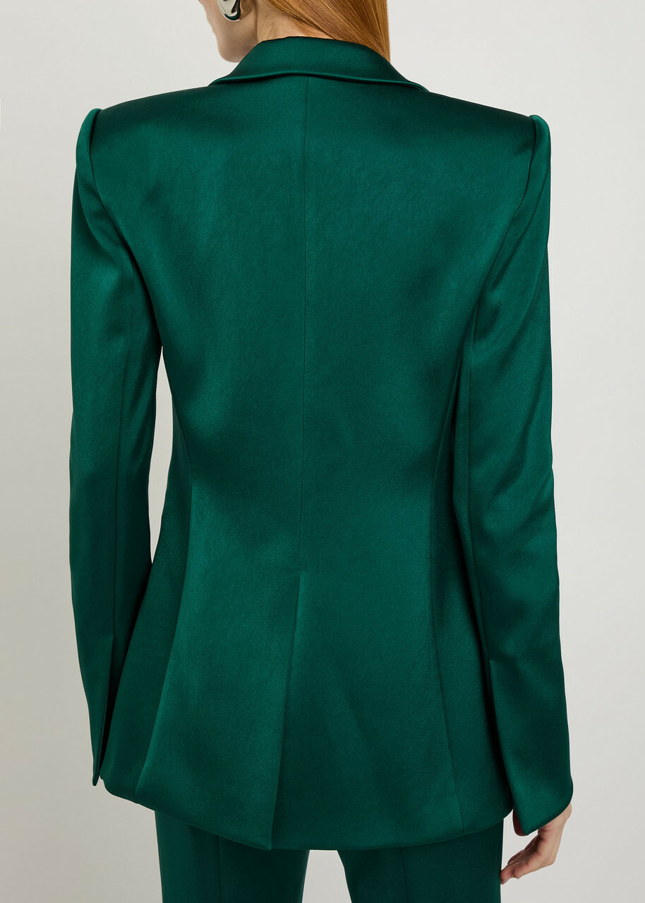 Galvan Sculpted Satin Blazer Green