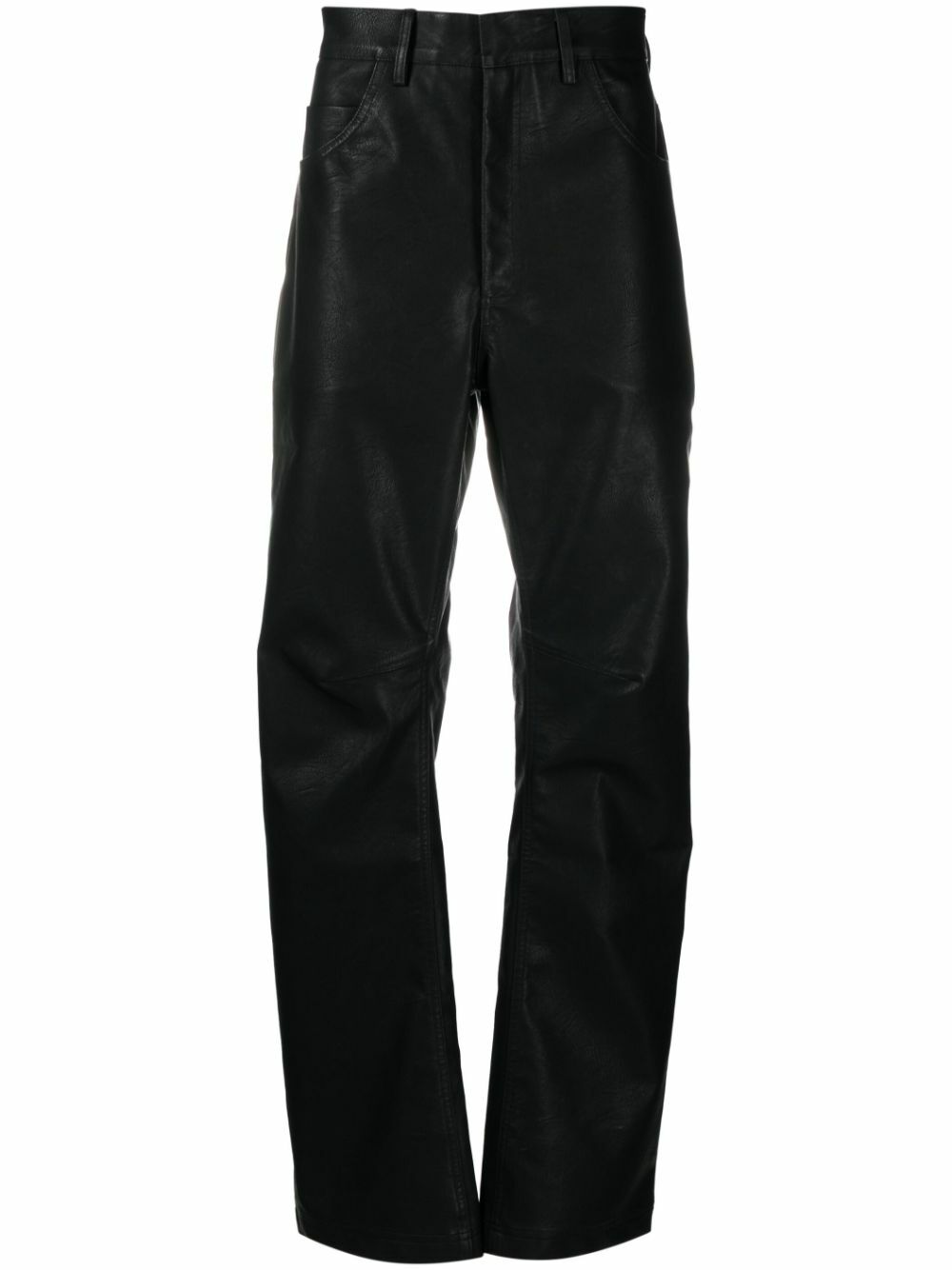 ENTIRE STUDIOS Black Wet Faux-Leather Straight Trousers Entire Studios