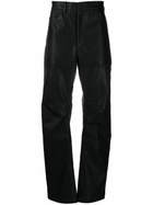 ENTIRE STUDIOS Black Wet Faux-Leather Straight Trousers