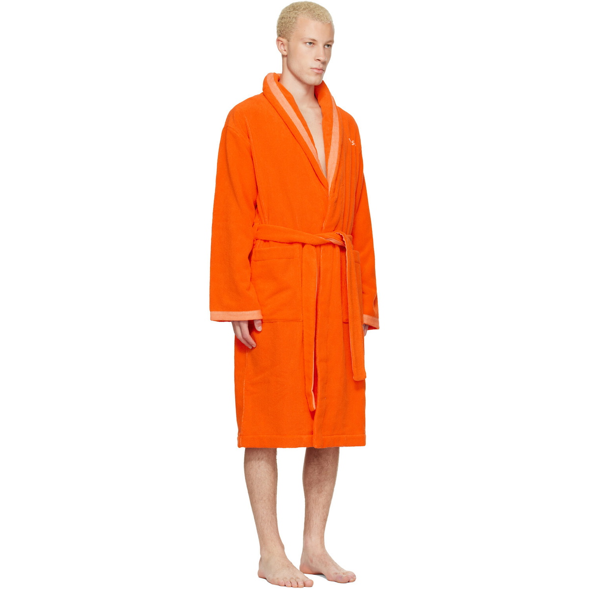 Versace Orange Cotton-Terry Jacquard Bathrobe