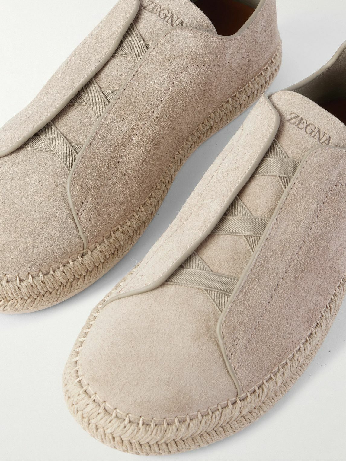 Zegna - Triple Stitch™ Leather-Trimmed Suede Slip-On Sneakers - Neutrals