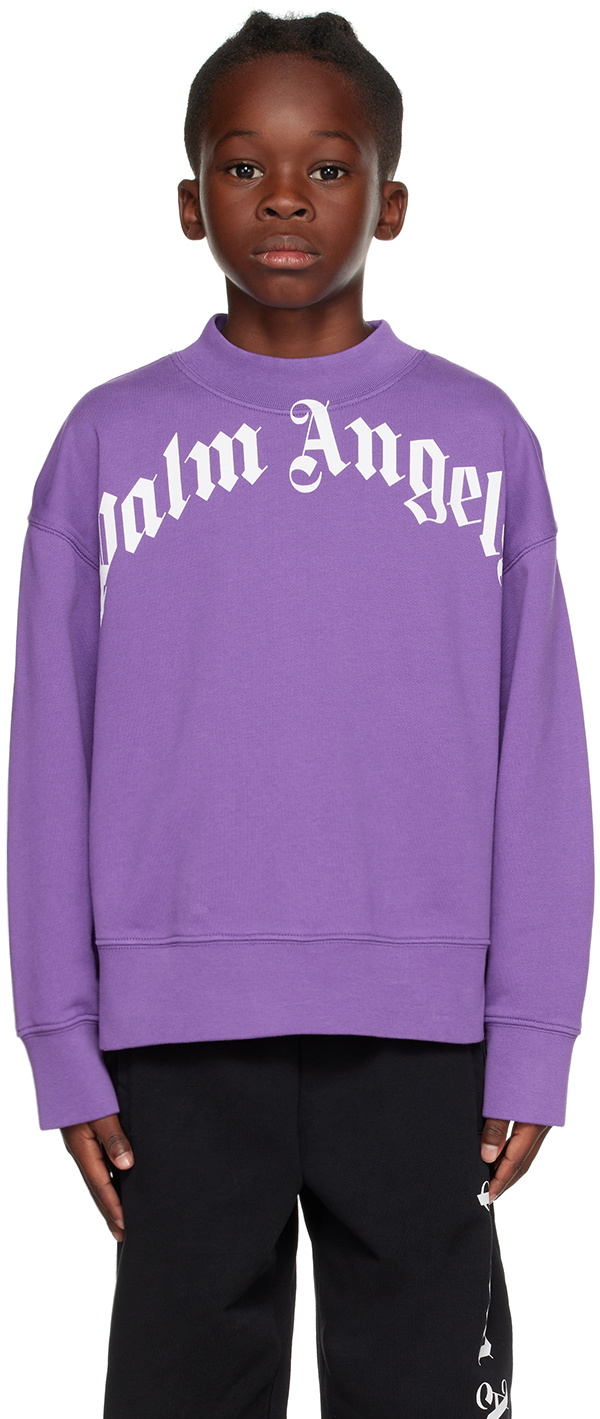 Palm Angels Girls Classic Curved Logo Sweatshirt in Ivory