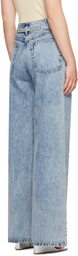 3.1 Phillip Lim Blue Wide Leg Belted Jeans