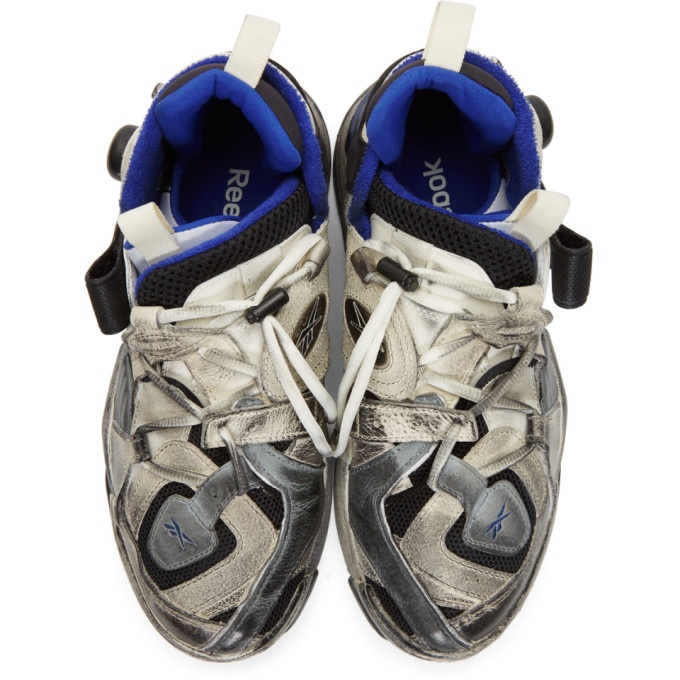 Vetements White and Blue Reebok Edition Genetically Modified Pump Sneakers