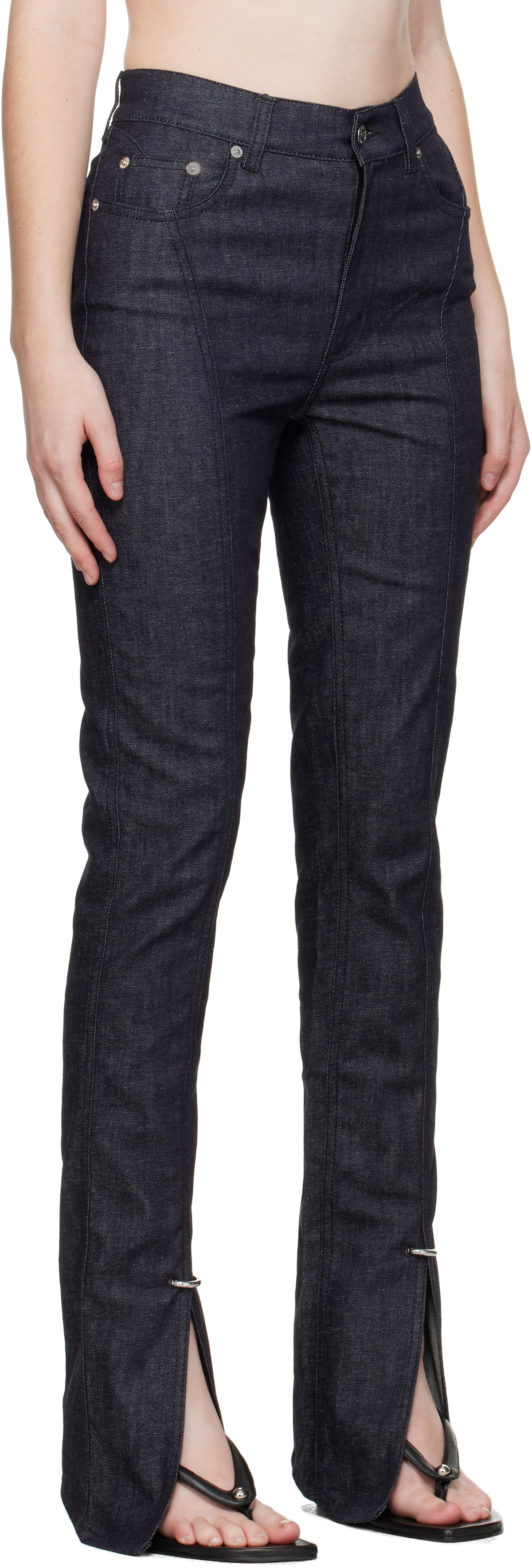 Mugler Indigo Paneled Jeans