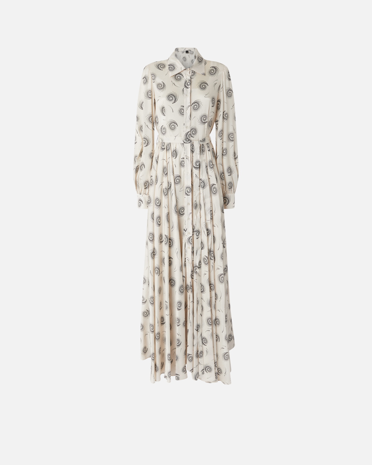 Pinko Long Shirt Dress With Swirl Print Cream/Black