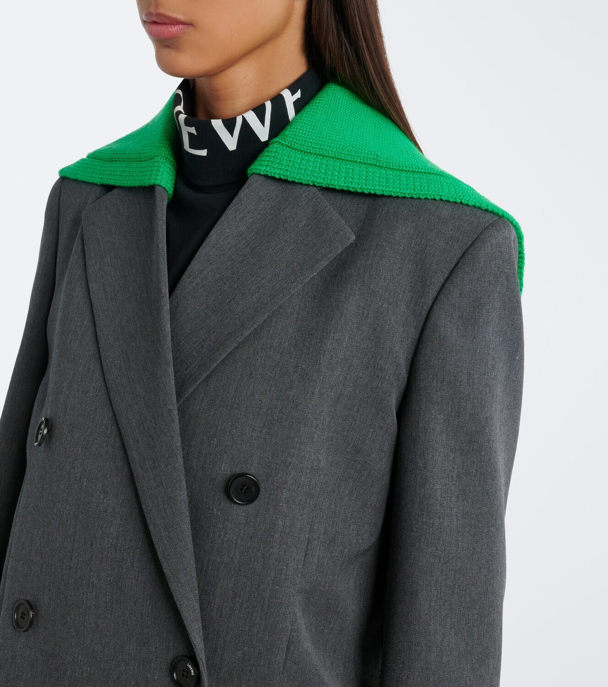 Loewe Paneled double-breasted wool blazer