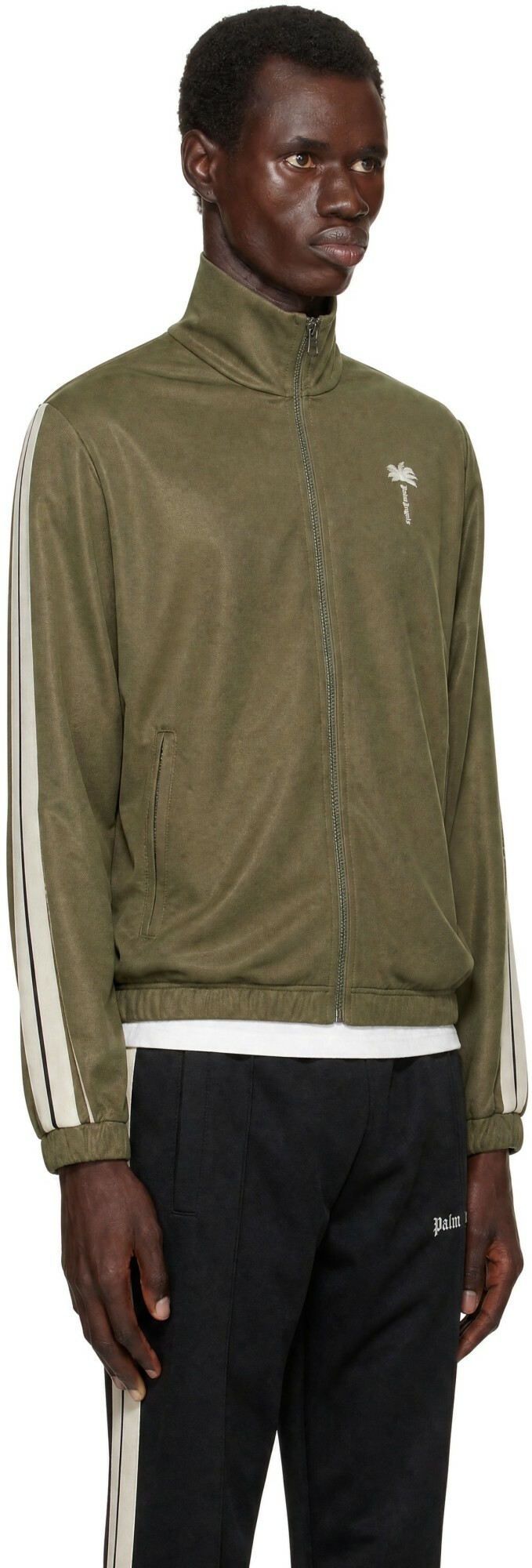 Palm Angels Green Palm Tree Striped Track Jacket