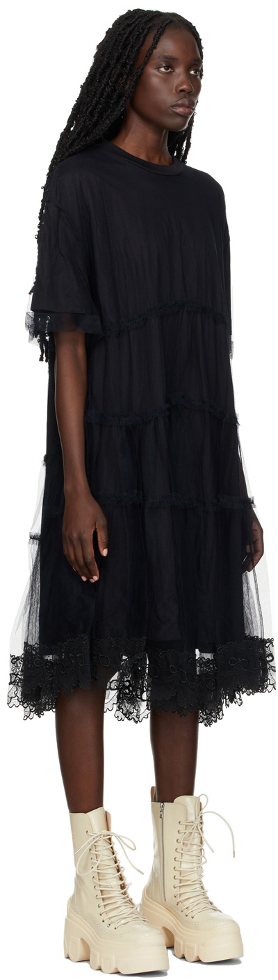 Simone Rocha Black Tiered Tulle Overlay Dress Simone Rocha