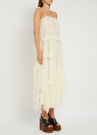 Chloe Floral Guipure Lace Midi Dress White