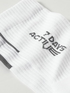 7 DAYS ACTIVE - Logo-Jacquard Ribbed Cotton-Blend Socks - White